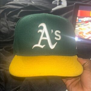 Green and Yellow A's Baseball Cap